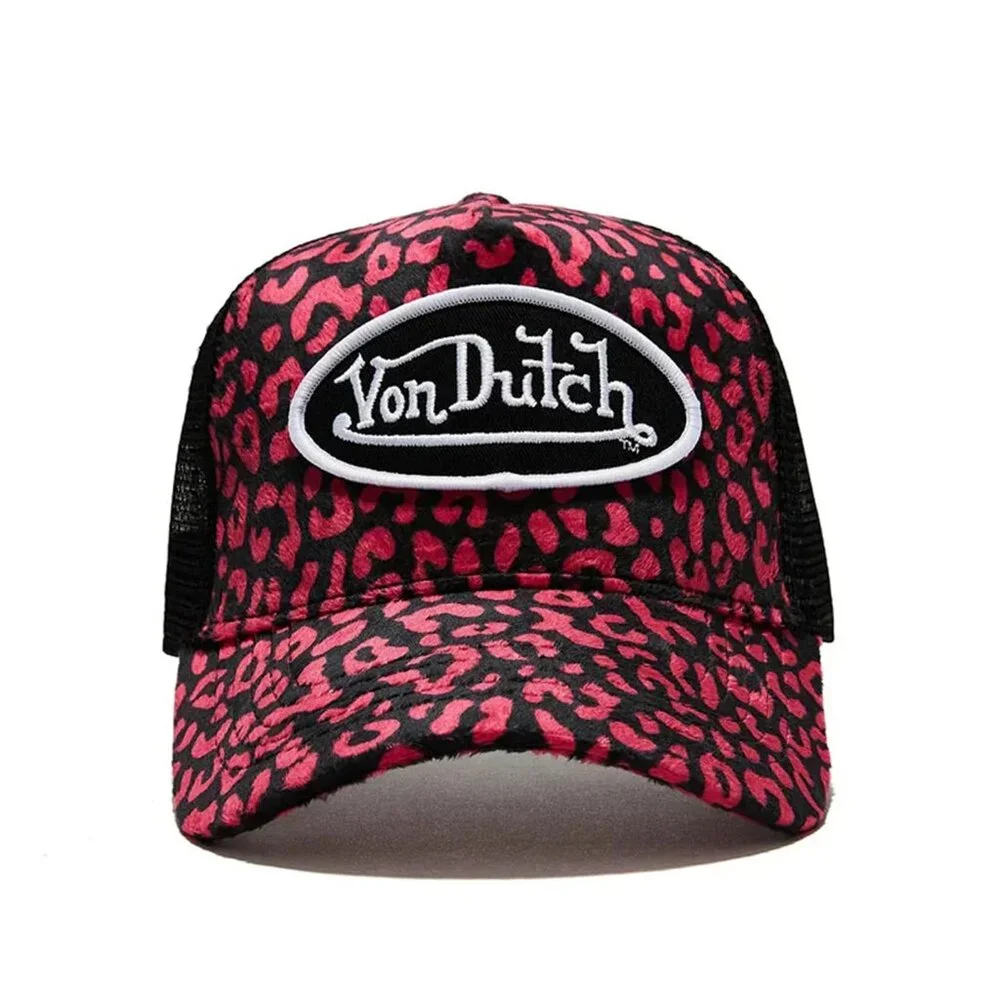 Von Dutch Hot Pink Cheetah Velvet Trucker Hat MSRP89